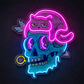 Neon Sign Gift For Men - Neon Skull Cat Wall Light
