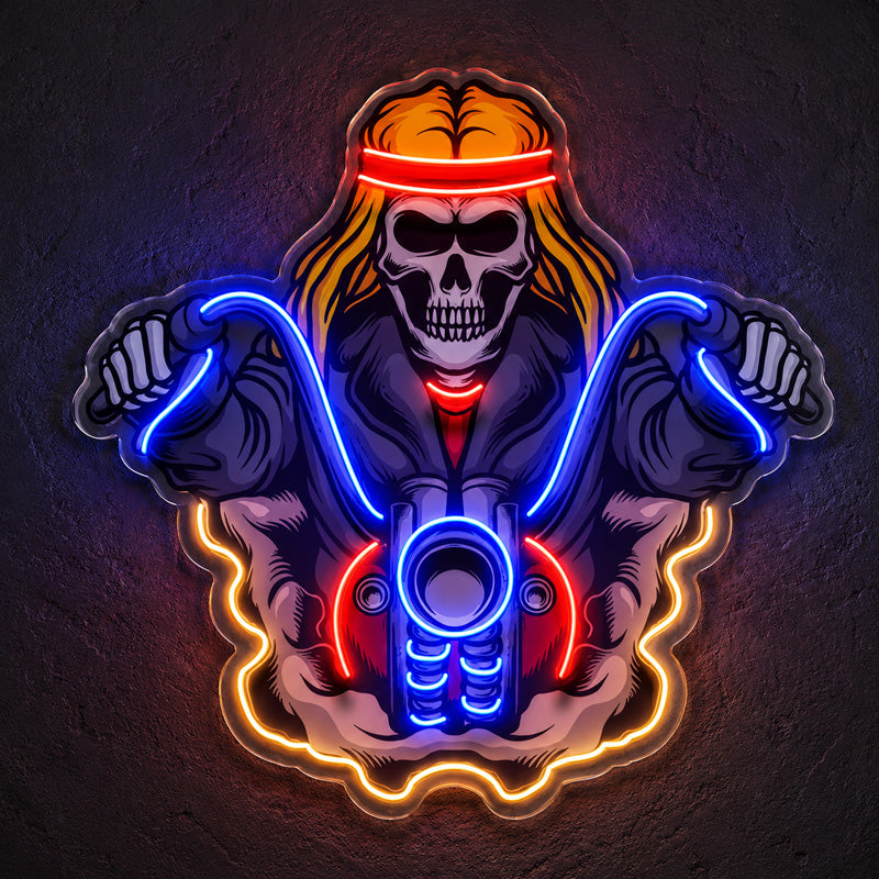 Neon Sign Gift For Men - Skull Biker LED Wall Light
