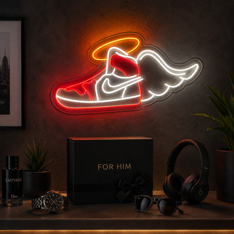 Neon Sign Gift For Men - Winged Sneaker Wall Light
