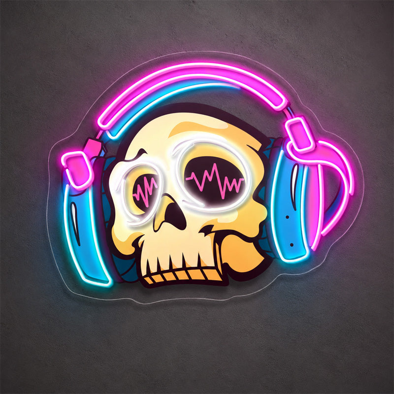 Neon Sign Gift Ideas for Women - Skull Headphone Glow
