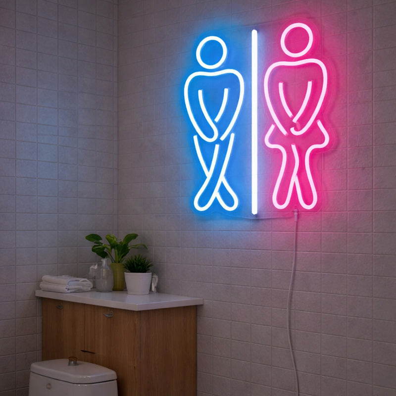 Neon Sign for Bathroom Decor – Funny Men Women LED Light
