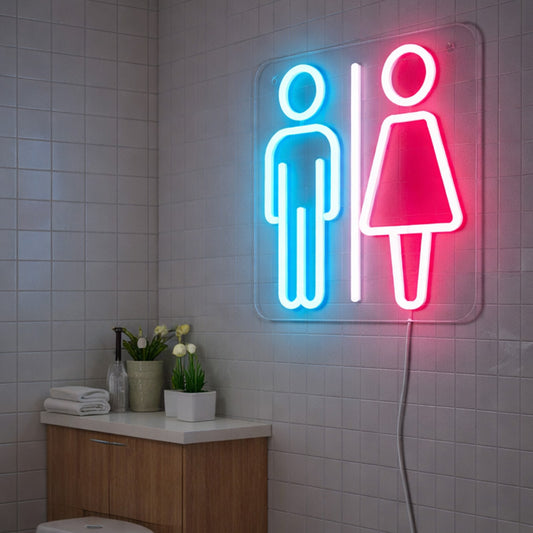 Neon Sign for Bathroom Decor – LED Men Women Icon Light
