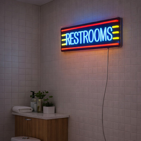 Neon Sign for Bathroom Decor – Restrooms LED Wall Light
