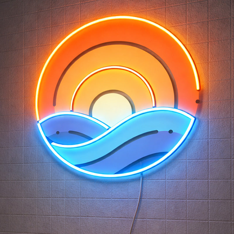 Neon Sign for Bathroom Decor – Sunset Ocean LED Light
