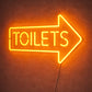 Neon Sign for Bathroom Decor – Toilets Arrow LED Light
