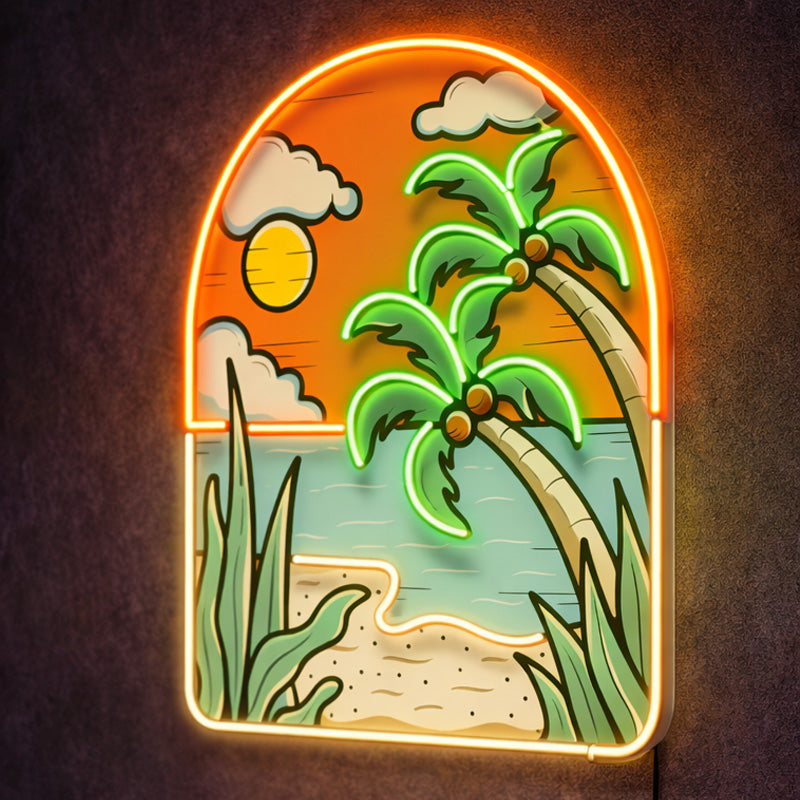 Neon Sign for Home Office – Beach Sunset LED Decor