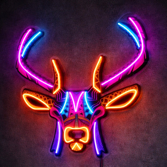 Neon Sign for Home Office – Deer Head LED Decor