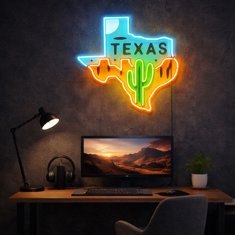 Neon Sign for Home Office – Texas LED Wall Decor