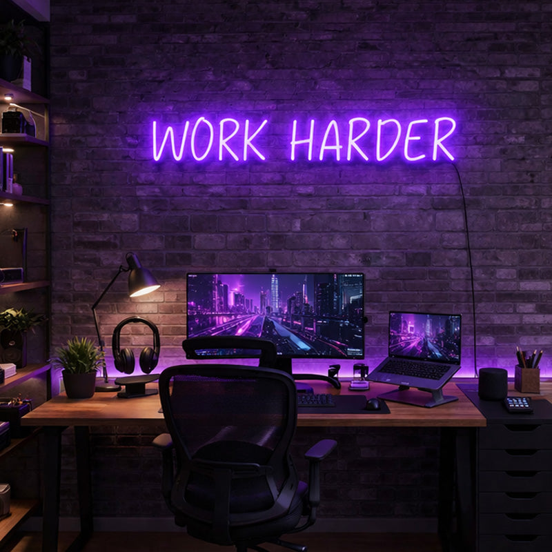 Neon Sign for Home Office – Work Harder LED Sign