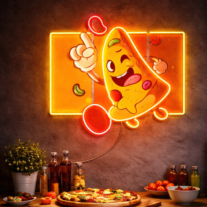 Neon Signs For Kitchen - LED Cartoon Pizza Wall Decor