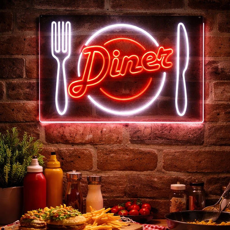 Neon Signs For Kitchen - LED Diner Wall Light Decor