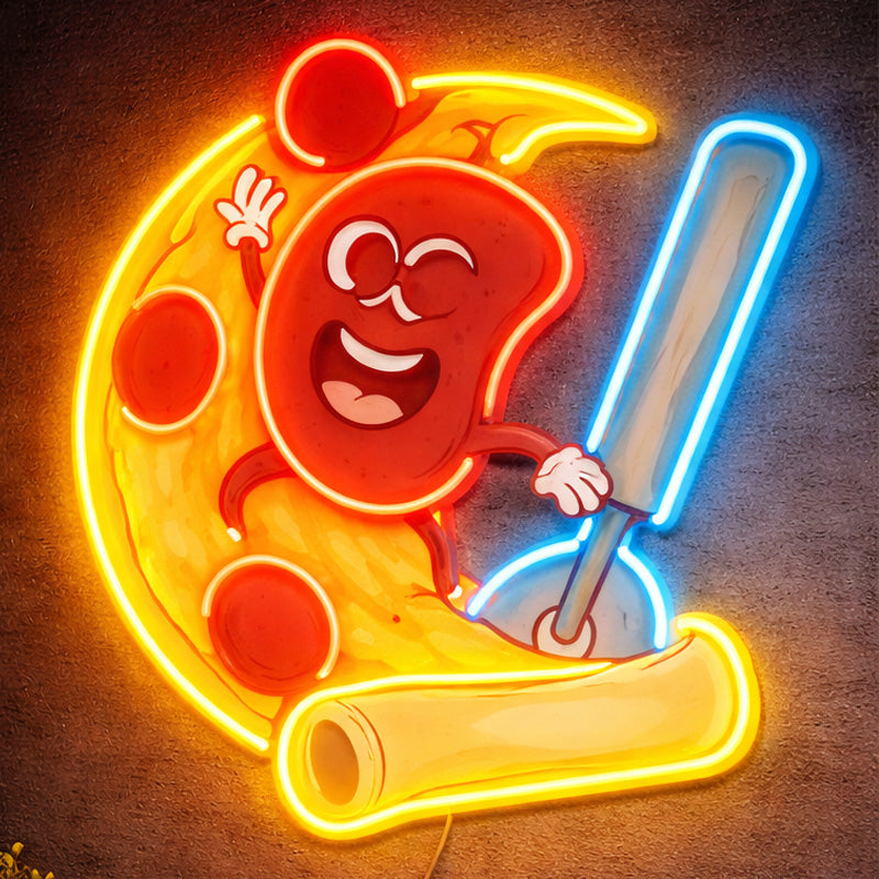 Neon Signs For Kitchen - LED Pizza Chef Wall Light Decor