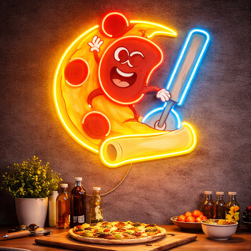 Neon Signs For Kitchen - LED Pizza Chef Wall Light Decor