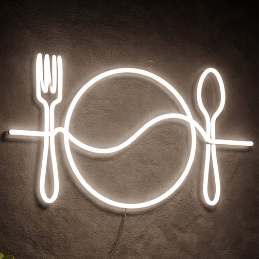 Neon Signs For Kitchen - LED Plate Fork Spoon Wall Decor