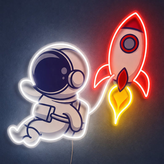 Neon Signs for Kids Room – Astronaut Rocket Decor