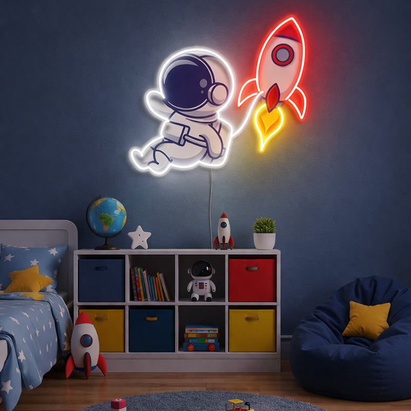 Neon Signs for Kids Room – Astronaut Rocket Decor