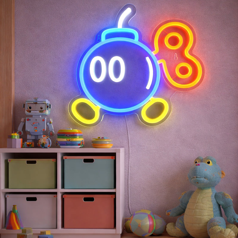 Neon Signs for Kids Room – Cartoon Bomb LED Decor
