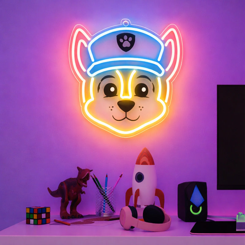 Neon Signs for Kids Room – Police Dog LED Decor