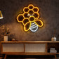 Neon Signs for Living Room Wall - Honeycomb Bee LED Light
