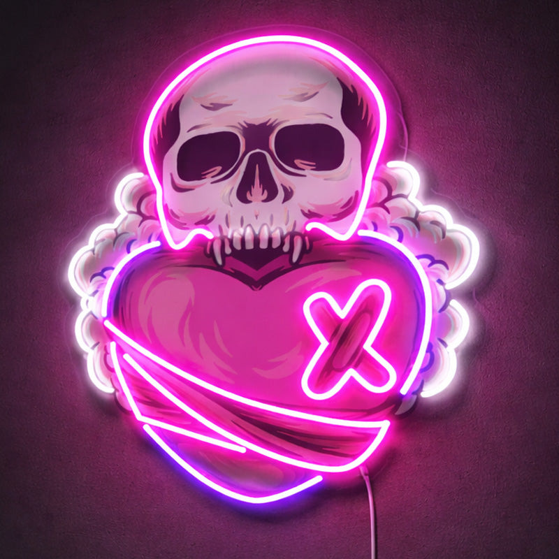 Neon Signs for Living Room Wall - Skull Heart LED Light
