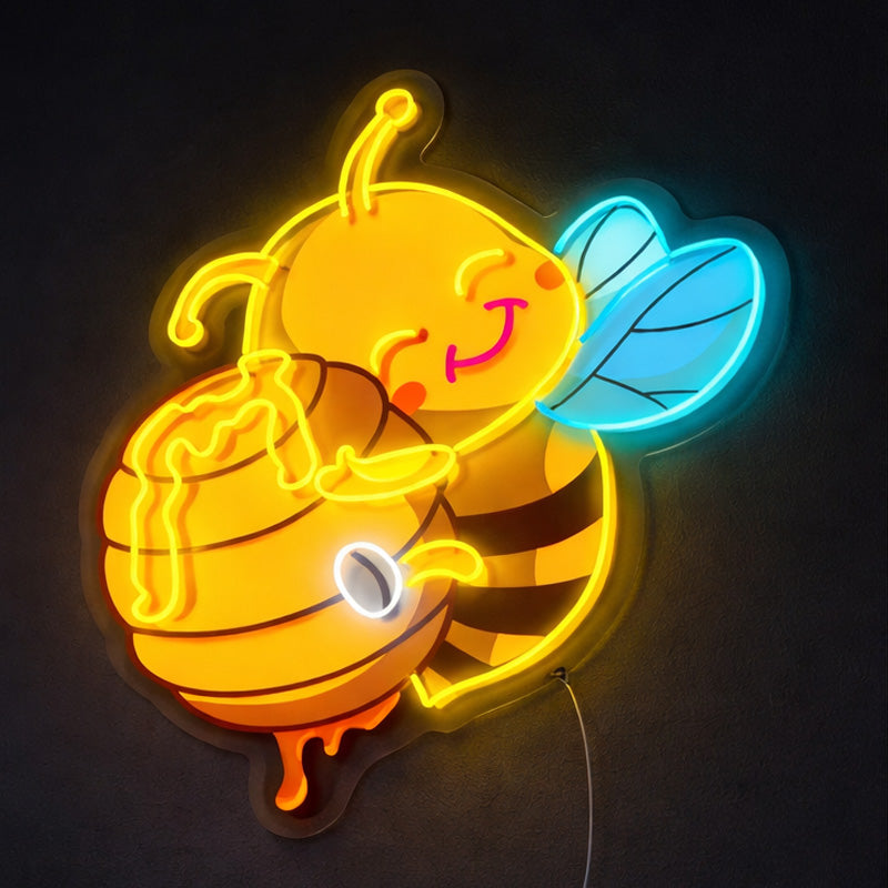 Neon Signs for Living Room Wall Cute Bee Honey LED Decor Light