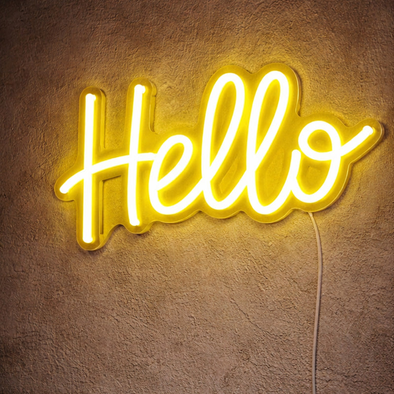 Neon Signs for Living Room Wall – Hello LED Sign Warm Yellow Decor