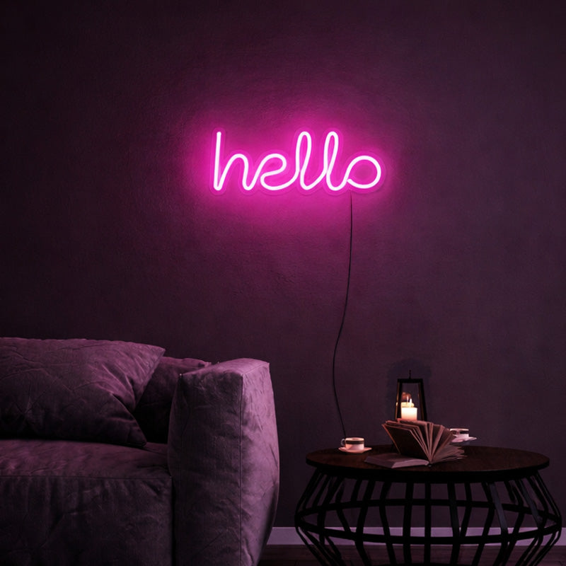 Neon Signs for Living Room Wall – Hello Pink LED Sign Aesthetic Decor