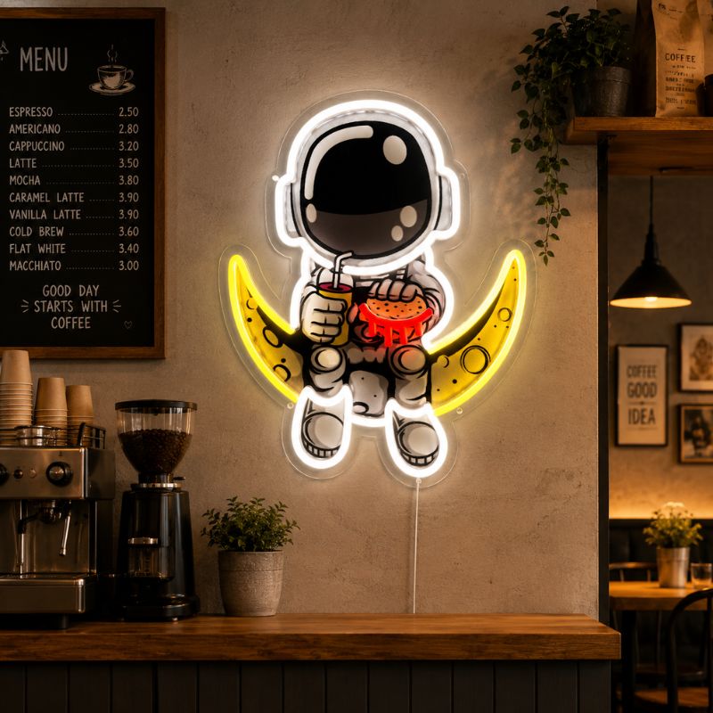 Neon Sign For Coffee Shop - Astronaut Coffee LED Sign