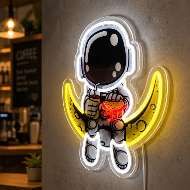Neon Sign For Coffee Shop - Astronaut Coffee LED Sign