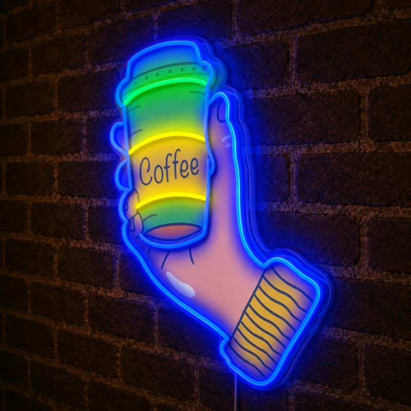 Neon Sign For Coffee Shop - Hand Coffee LED Decor
