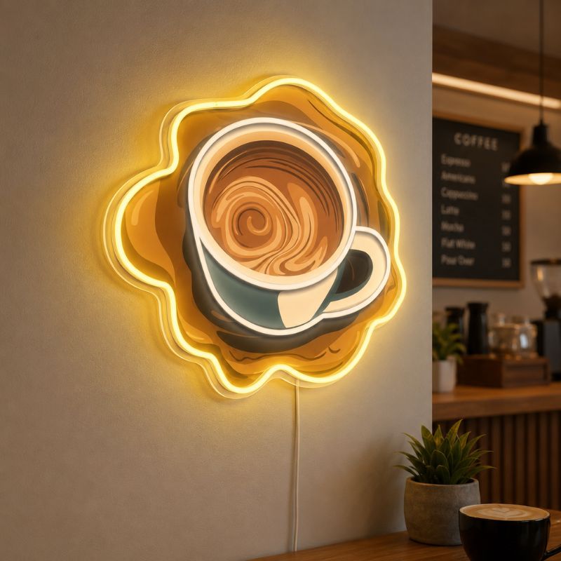 Neon Sign For Coffee Shop - LED Coffee Cup Wall Decor