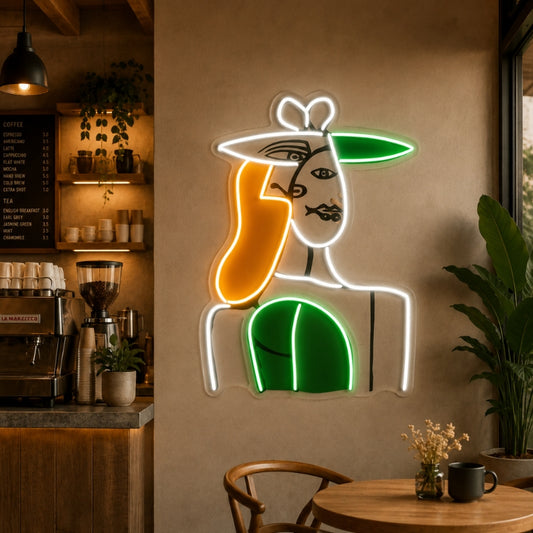 Neon Signs For Coffee Shop - Abstract Lady Wall Art