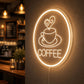 Neon Signs For Coffee Shop - Round LED Coffee Wall Decor
