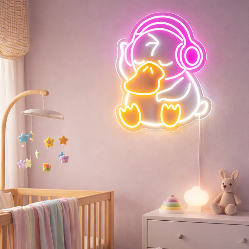 Nursery Neon Sign Night Light - Cute Duck Decor
