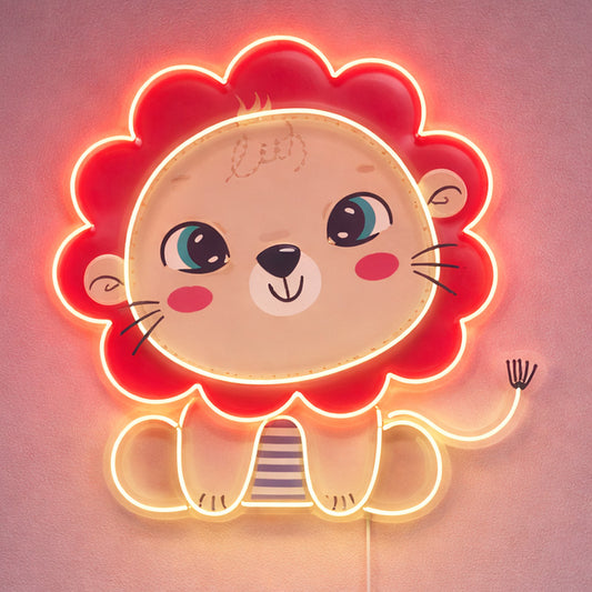 Nursery Neon Sign Night Light - Cute Lion Decor
