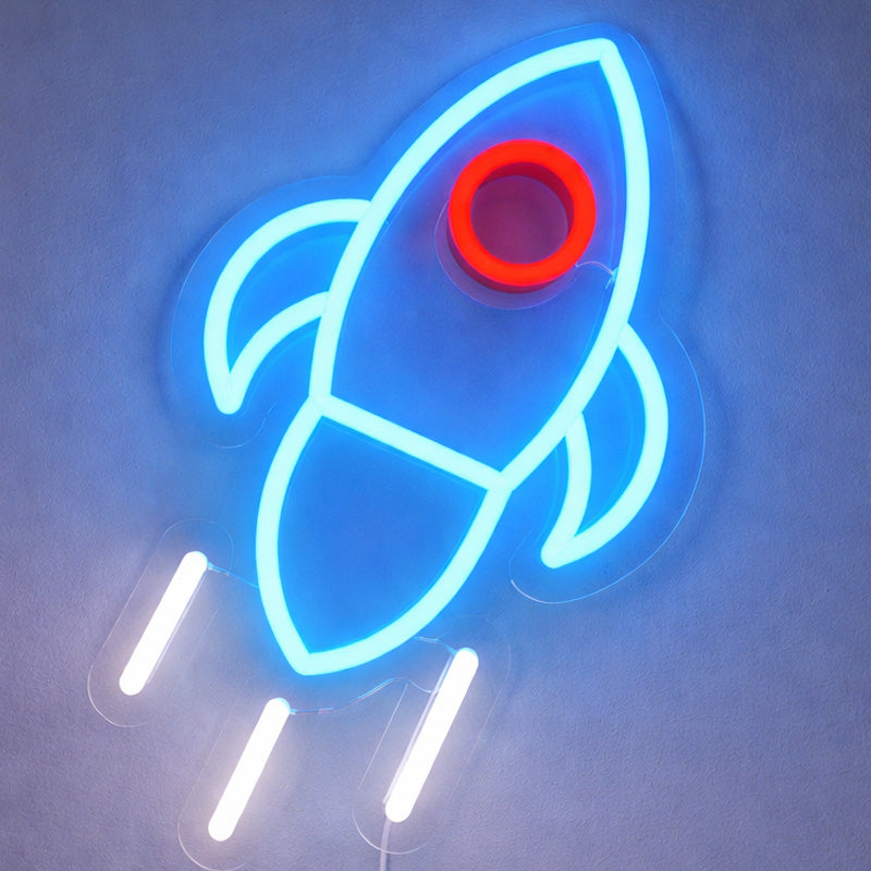 Nursery Neon Sign Night Light - Rocket Ship Decor
