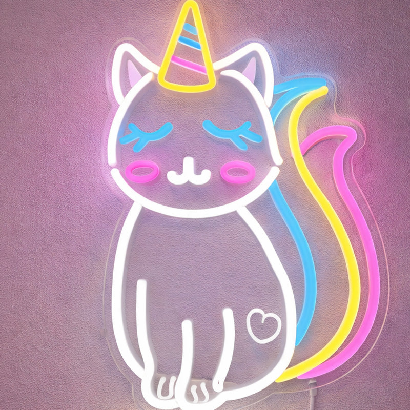 Nursery Neon Sign Night Light - Unicorn Cat Decor
