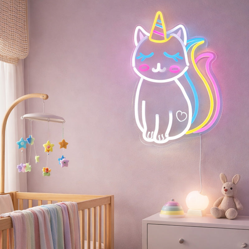Nursery Neon Sign Night Light - Unicorn Cat Decor

