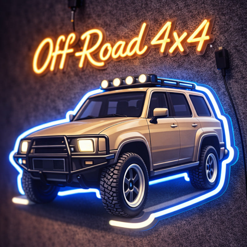 Off-Road 4x4 LED Neon Sign – Rugged SUV Wall Light Decor