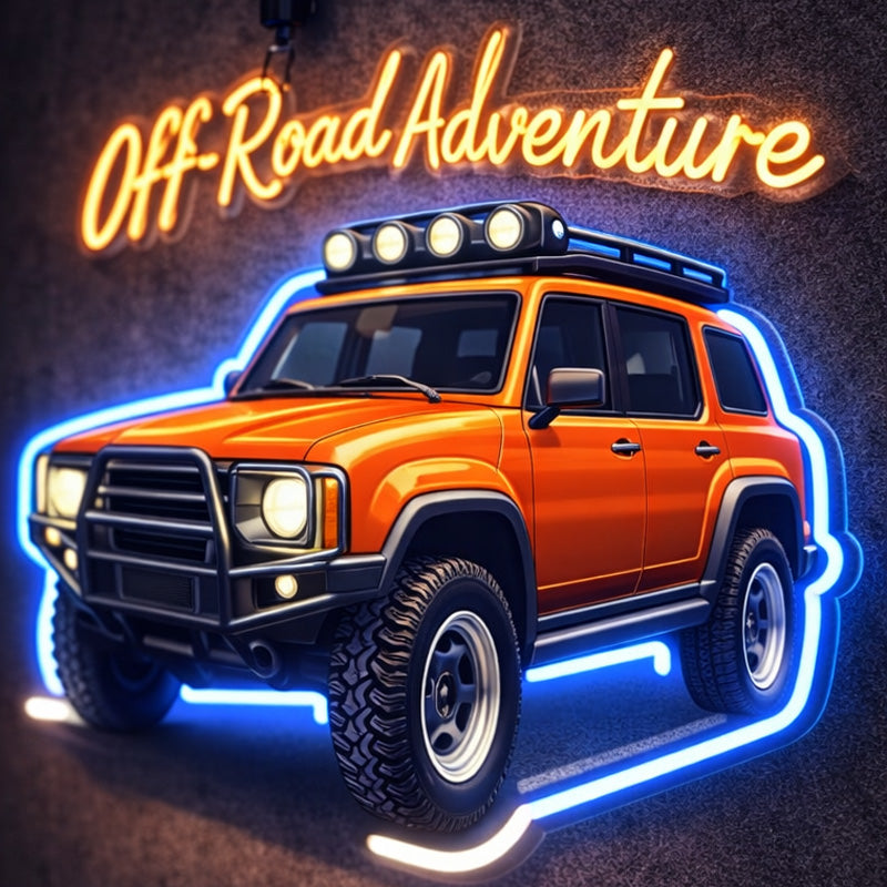 Off-Road Adventure LED Neon Sign – 4x4 SUV Wall Light Decor