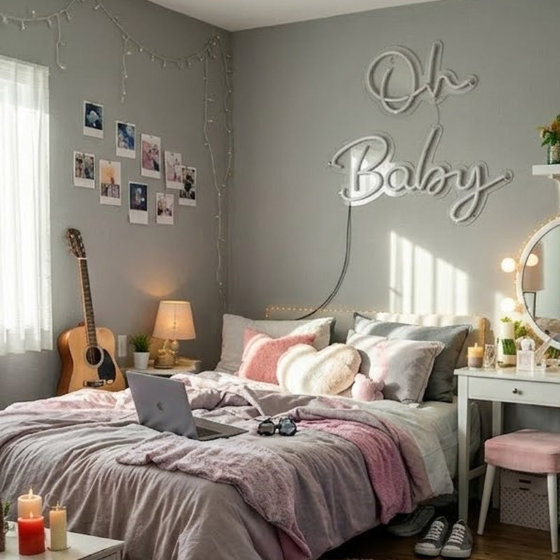 Oh Baby Neon Sign – Aesthetic LED Wall Decor for Bedroom, Nursery & Baby Shower