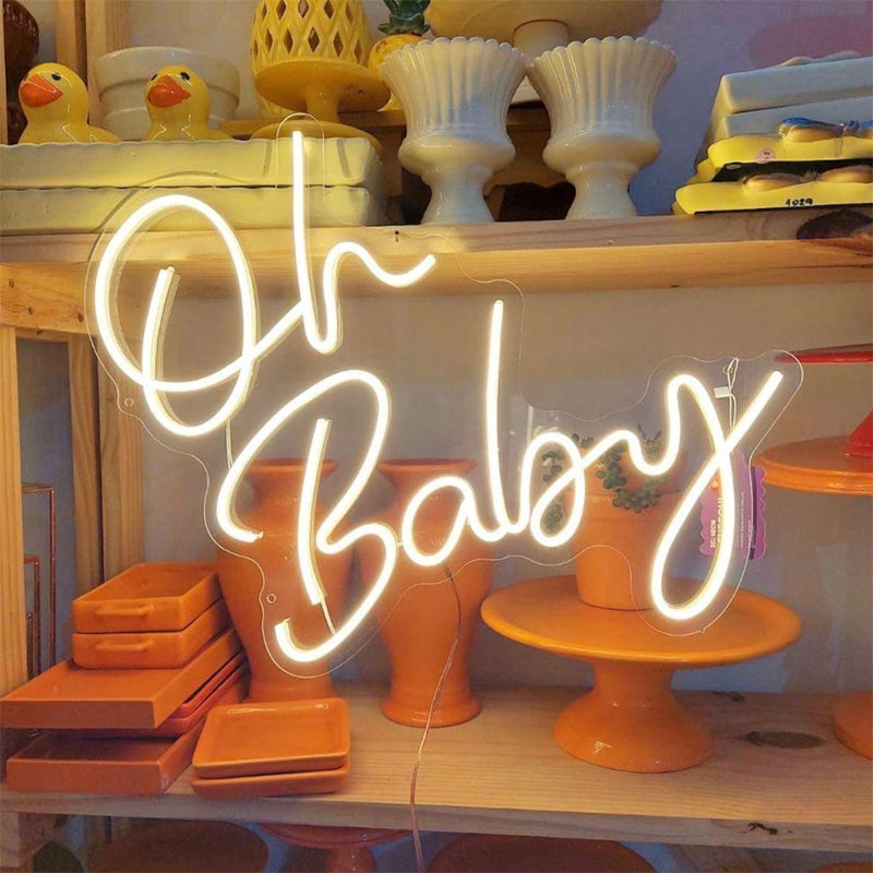 Oh Baby Neon Sign – Warm White LED Script Light for Nursery & Home Decor