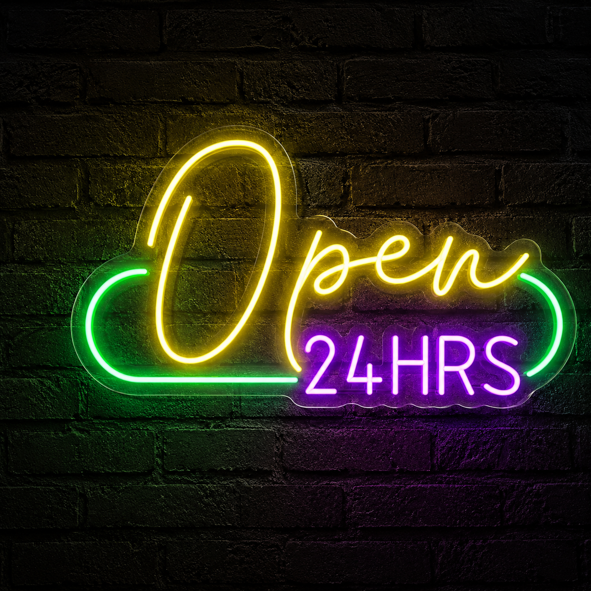 Open 24HRS Flashing RGB LED Neon Sign - Bar Wall Decor