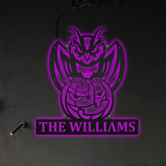 Owl Halloween Amazing Style Personalized - Led Light Metal - Owls Matrix LTD