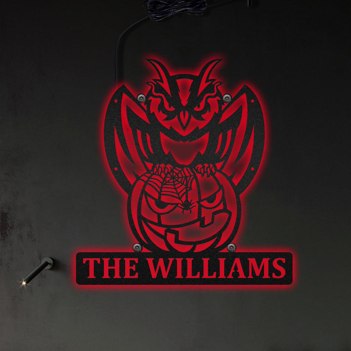 Owl Halloween Personalized - Led Light Metal - Owls Matrix LTD