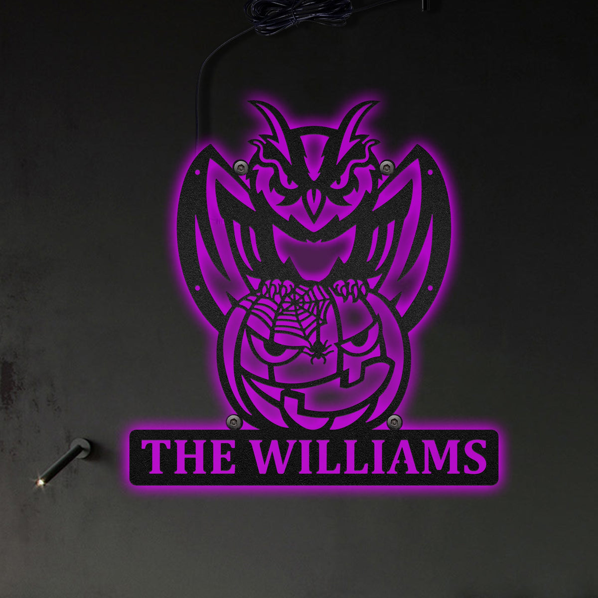 Owl Halloween Personalized - Led Light Metal - Owls Matrix LTD