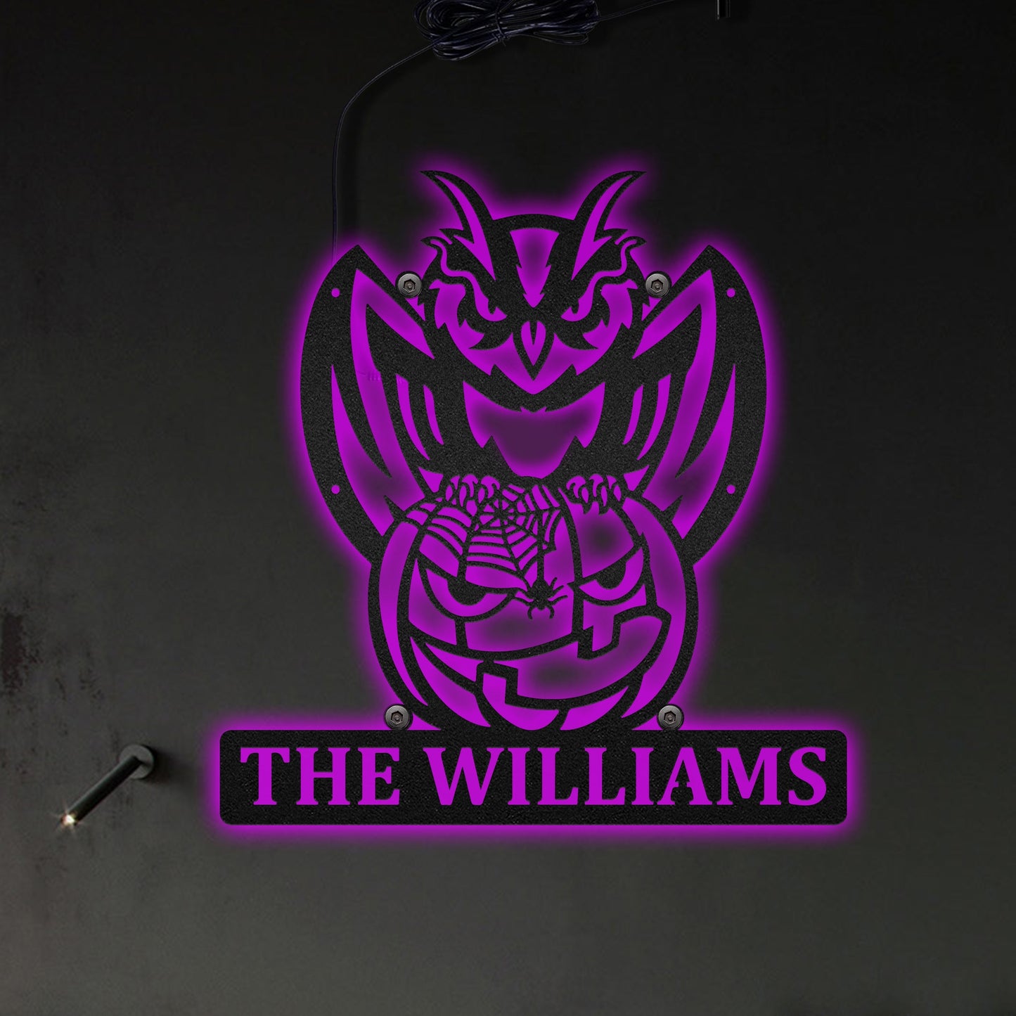 Owl Halloween Personalized - Led Light Metal - Owls Matrix LTD