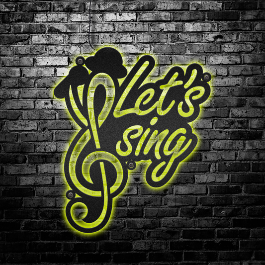 12"x12" Music Let's Sing - Led Light Metal - Owls Matrix LTD