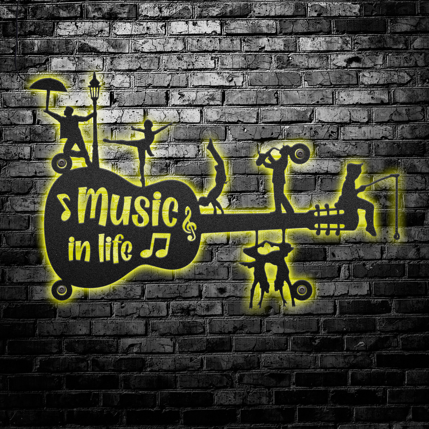 12"x12" Music In Life - Led Light Metal - Owls Matrix LTD