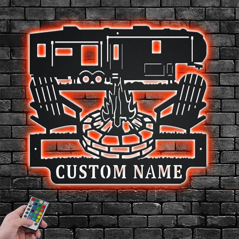 Personalized 5th Wheel Camper Metal Wall Signs With RGB Led Light
